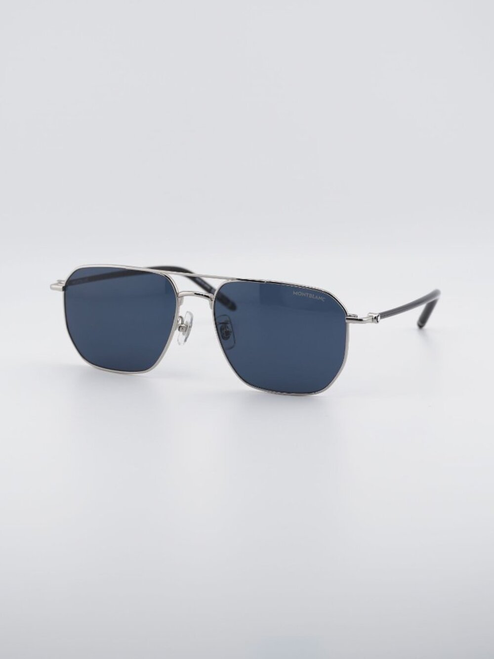 Montblanc MB0367SA 005 Sunglasses Black/Blue Square Frame, Grey Lenses
